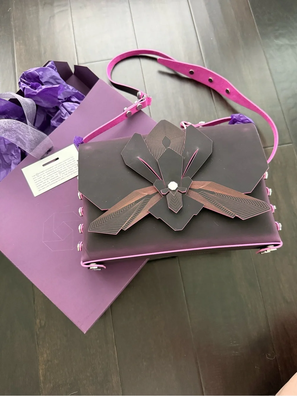 N.O.N.MEMNER Black & Pink leather ORCHID Bag
